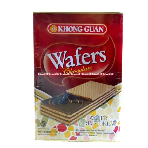 Khong Guan Wafers Chocolate 1300gr Wafer Krim Coklat Khongguan Kaleng Kong Guan Merah Waffer isi Coklat Renyah