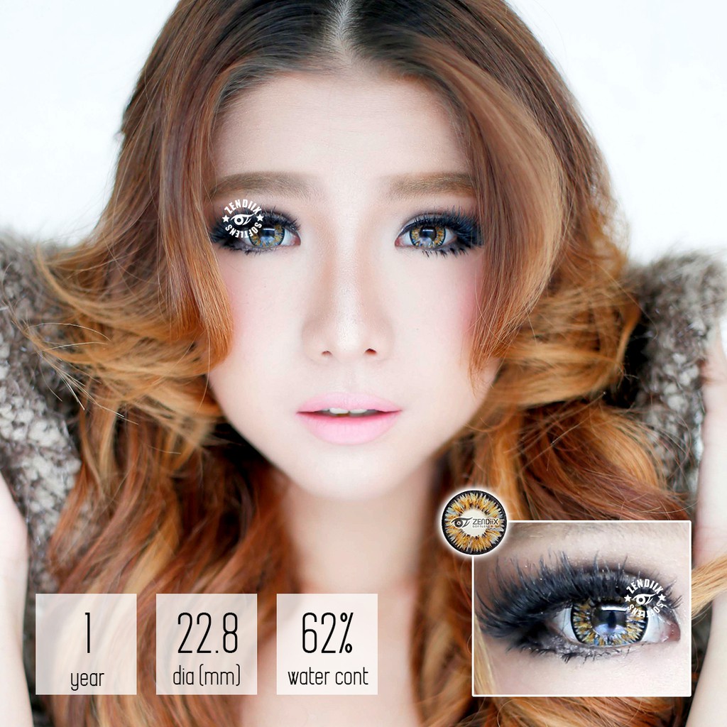 Softlens DOLLY EYE GLAMOUR Warna HAZEL Normal Beda Minus