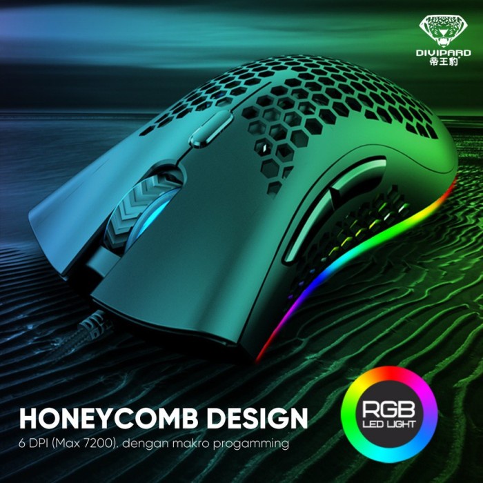 Divipard Mouse Gaming Honey Comb G905 RGB Effects 7200DPI Macro