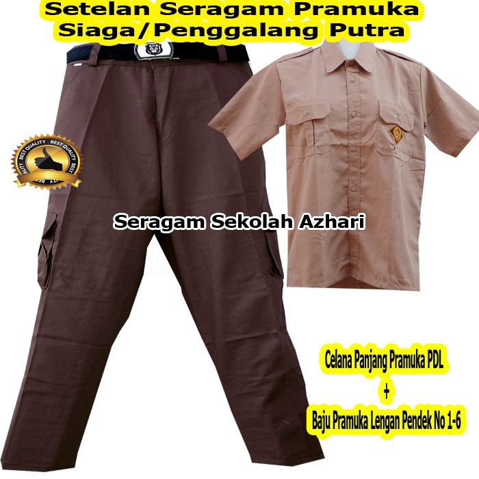 Stelan Seragam Pramuka SD Laki Laki Lengan Pendek Jumbo-Set Seragam Pramuka Penggalang Putra Pendek-