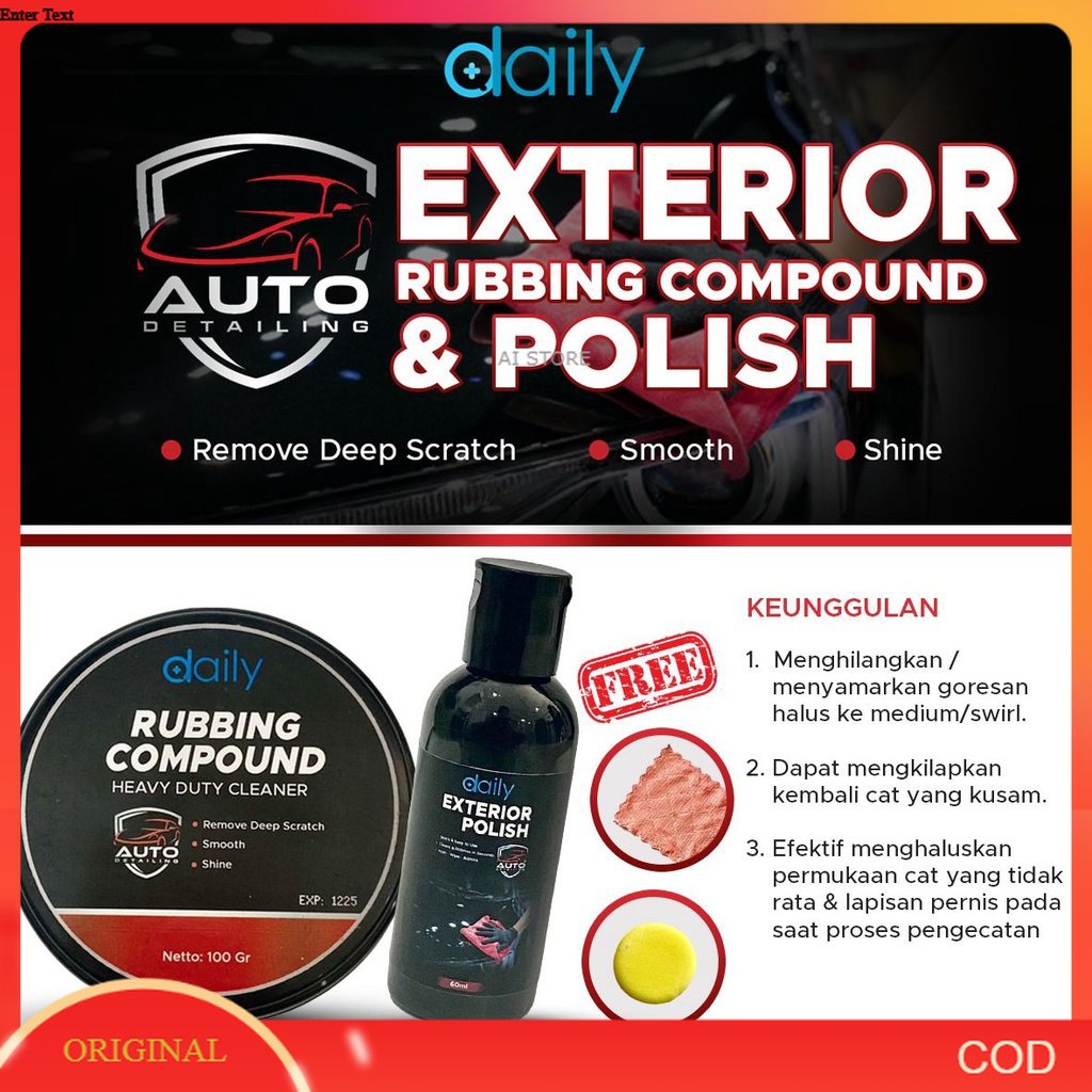 Penghilang Baret Mobil Daily Exterior Rubbing Compound &amp; Polish Body Compound Helm dan Motor Kompon Pengkilap Mobil