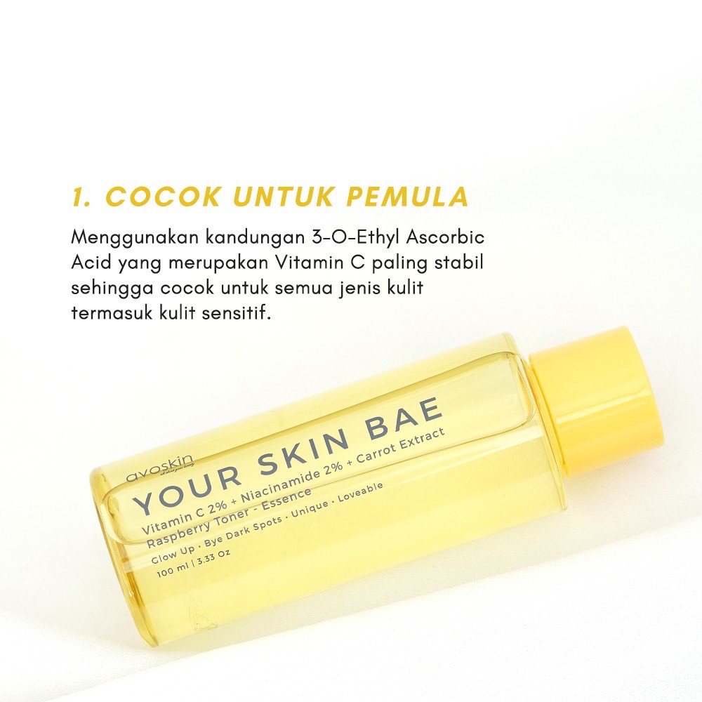 AVOSKIN Your Skin Bae Vitamin C 2% + Niacinamide 2% Carrot Extract Raspberry Toner Essence Indonesia