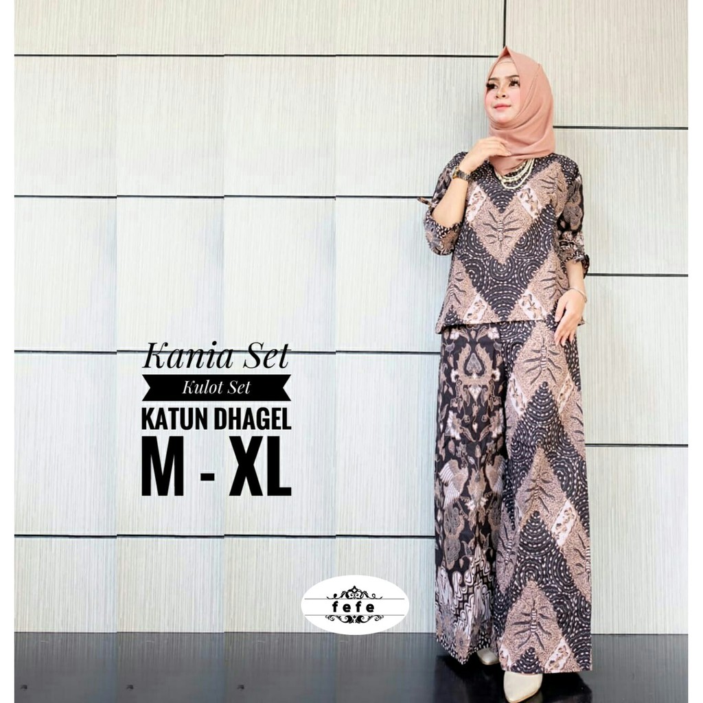 BAJU BATIK WANITA TERBARU | BAJU BATIK WANITA MODEL SETELAN CELANA DAN BLUS TERBARU SET KANIA