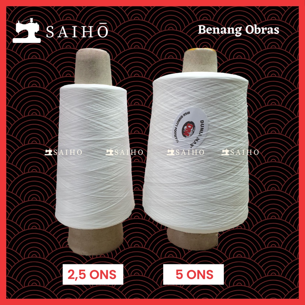 Benang Obras 2,5 ons - Warna Putih dan Hitam