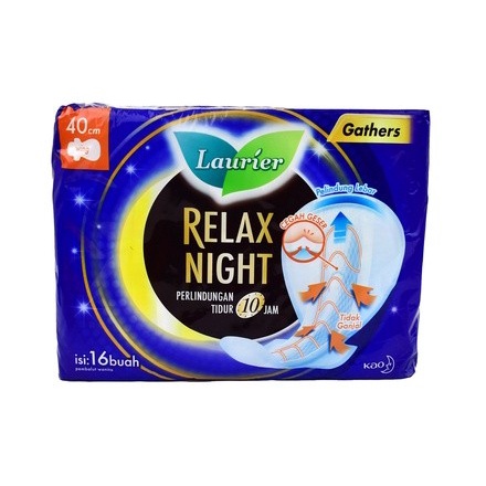 LAURIER RELAX NIGHT WITH GATHER 40CM 16 PADS / PEMBALUT