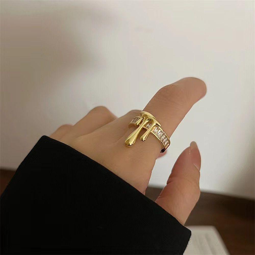 NEEDWAY Wanita Pembukaan Cincin Pesta Elegan Untuk Perempuan Punk Tidak Teratur Geometris Buku Jari Rings