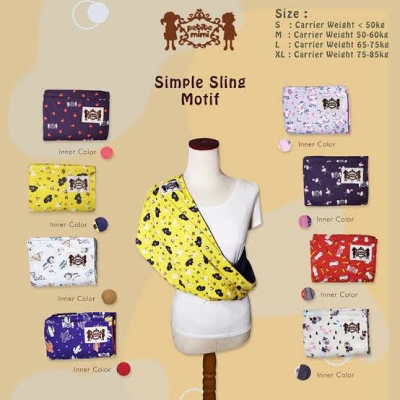 Petite Mimi Simple Sling Motif / Gendongan Bayi Instan Petite Mimi