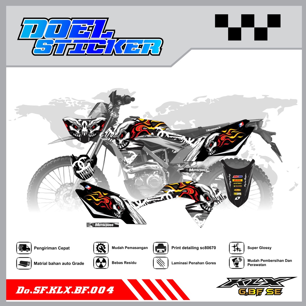 Sticker Striping Honda KLX 150 G , BF , SE Lama List Variasi Hologram , Crome Doel 004