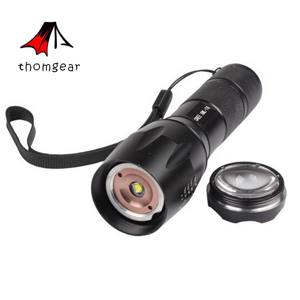 Thomgear Paket Lengkap Senter Led Cree Xm-L T6 2000 Lumens + Baterai 18650 + Charger - E17 Jm