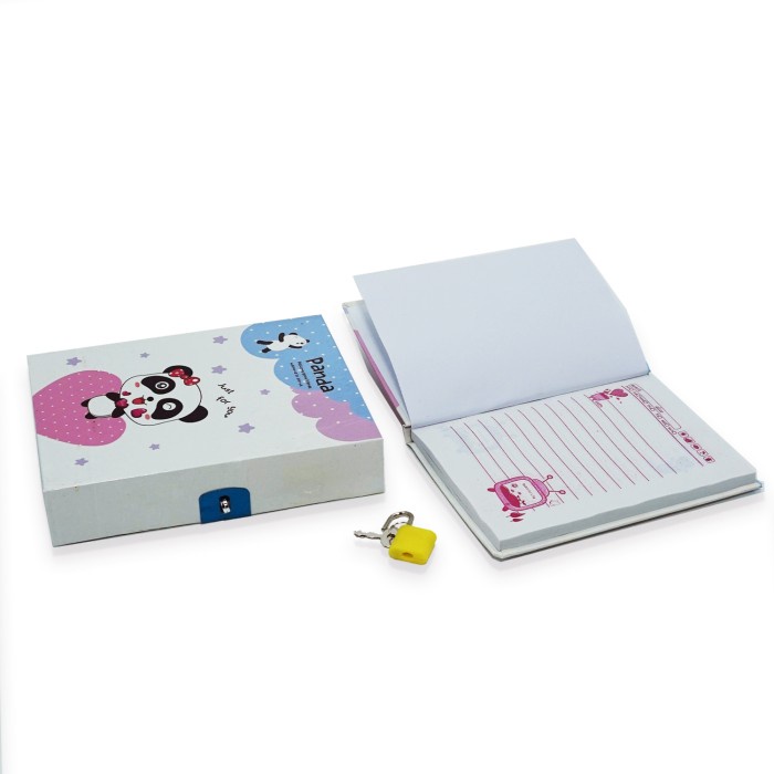 

Notebook Diary Buku Tulis Buku Catatan Gembok Panda Pink Biru Putih