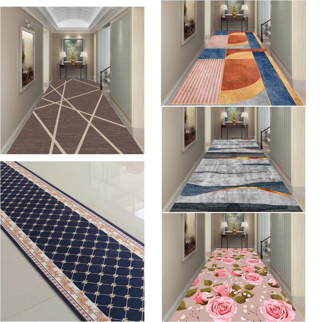 Karpet Koridor,Hotel, Tangga &amp; Kamar Modern Antislip  With Elegant Printing Uk 200x100