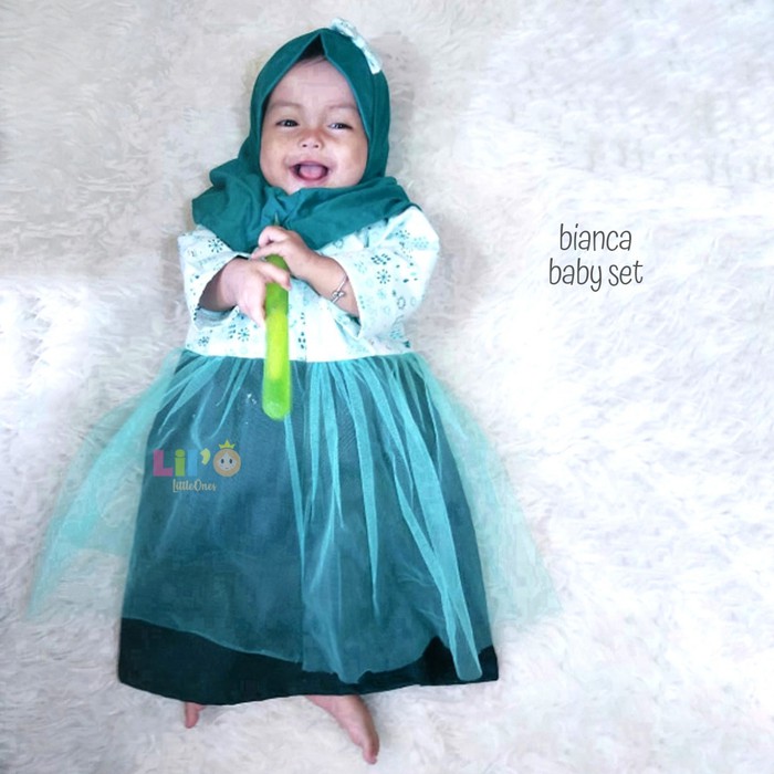 Gamis Anak Perempuan + Jilbab - Pakaian Anak New Born Muslim - Dress Anak Balita - Bianca Baby Dress