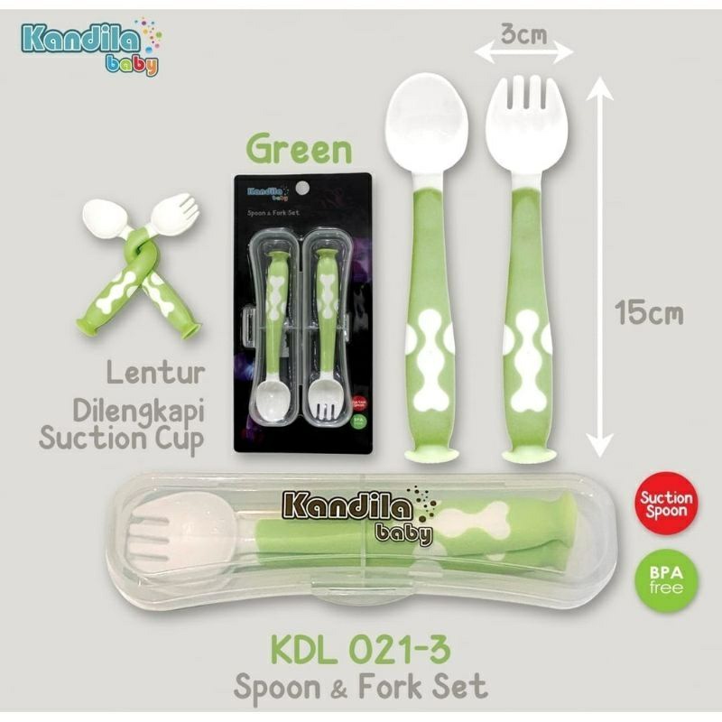 Kandila Spoon &amp; Fork Set [ KDL 021-3 ] sendok makan bayi