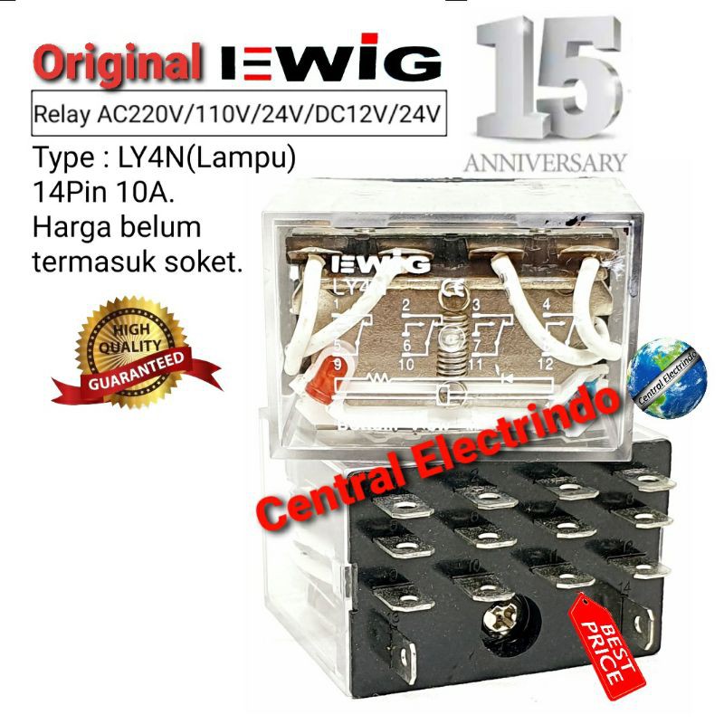 Relay EWIG LY4N (Lampu) 14Pin 10A.