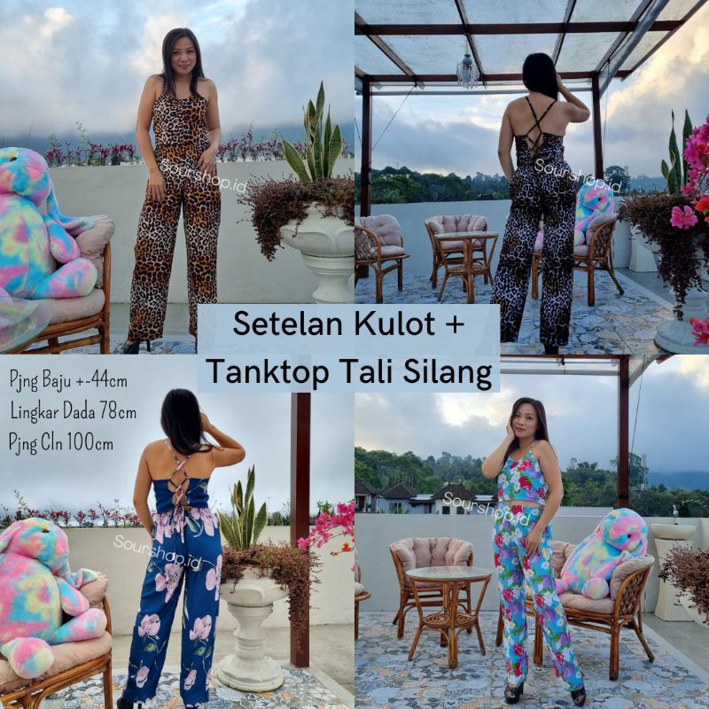 Setelan Kulot + Tanktop Tali Silang