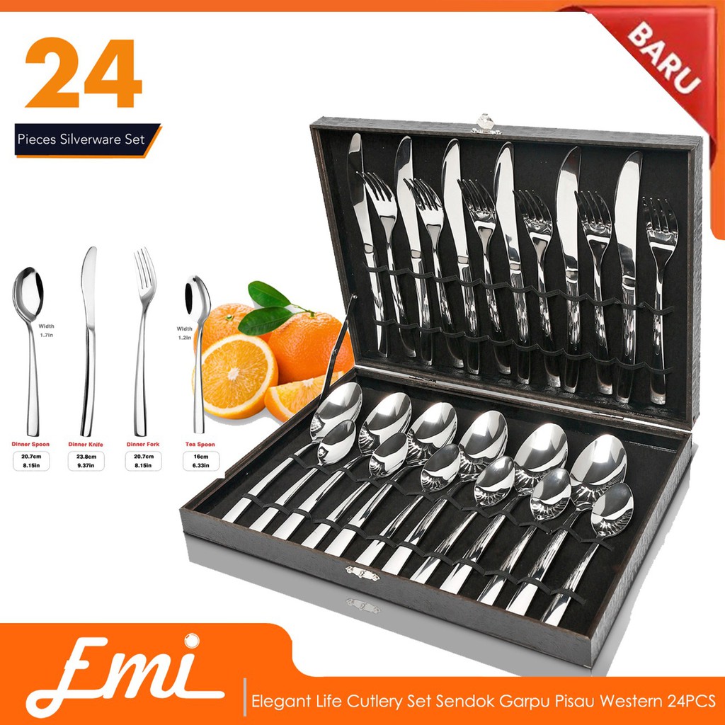 Elegant Life Cutlery Set Perlengkapan Makan Sendok Garpu Pisau 24pcs