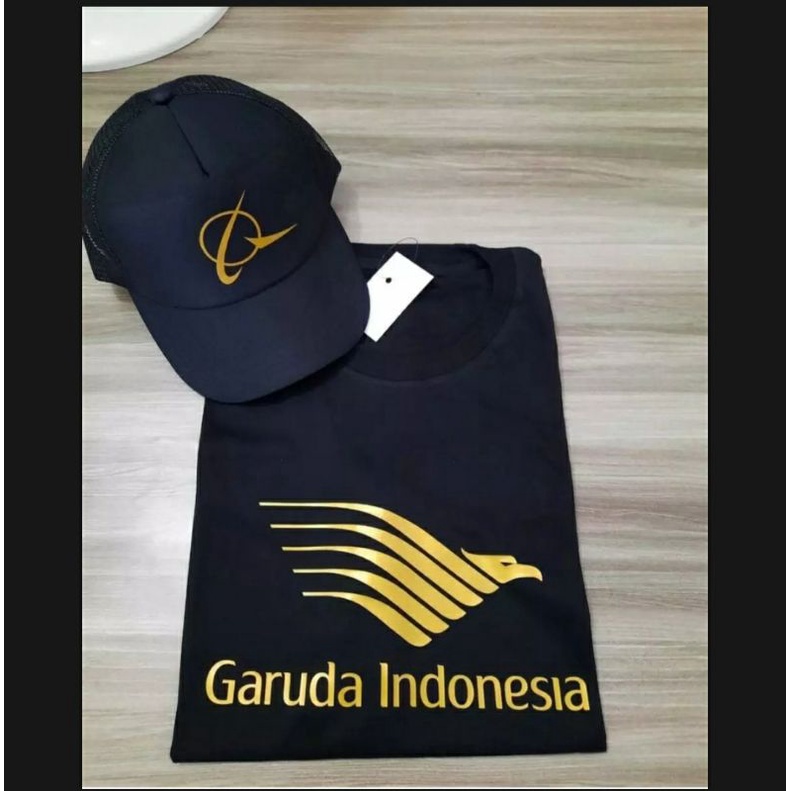 KAOS MASKAPAI GARUDA INDONESIA PESAWAT BONUS TOPI