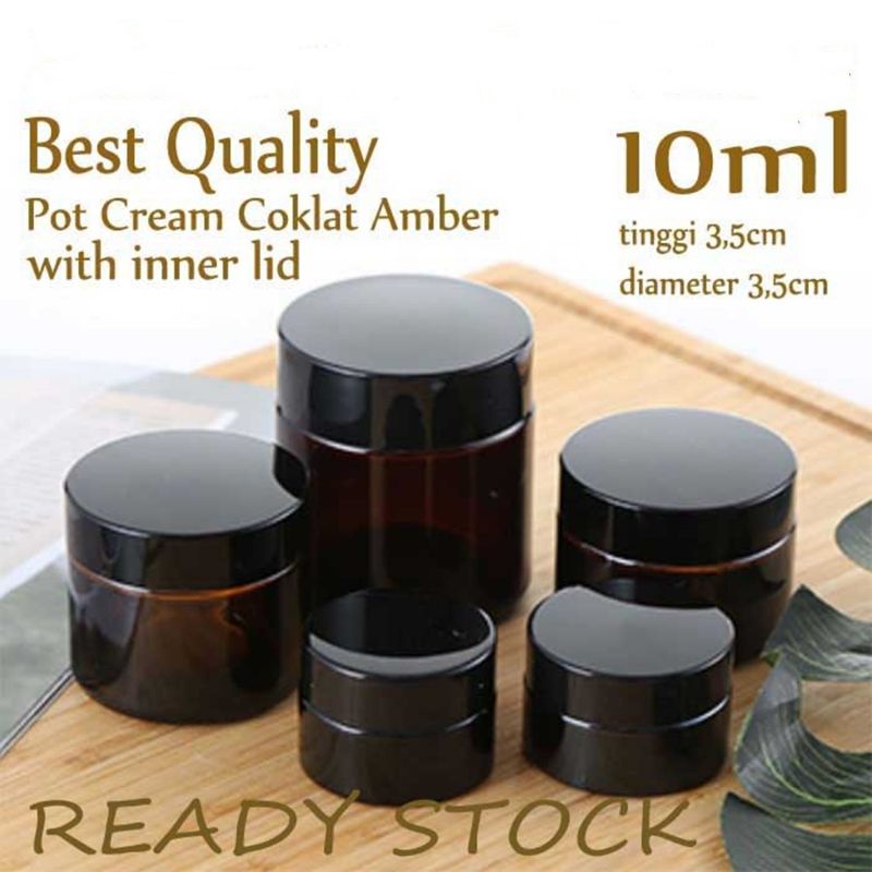 Pot Krim 10ml Cream Jar 10gram Amber Glass Pot Kosmetik Kaca AMBER