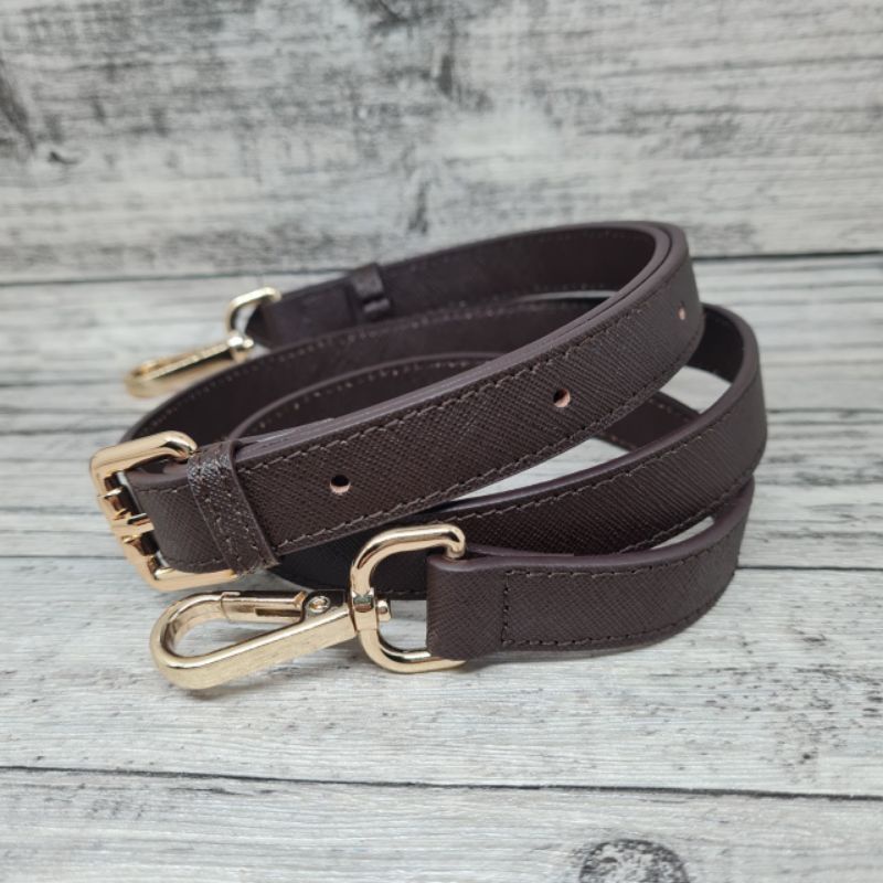 Abel 1.8cm Slim Adjustable saffiano leather bag strap