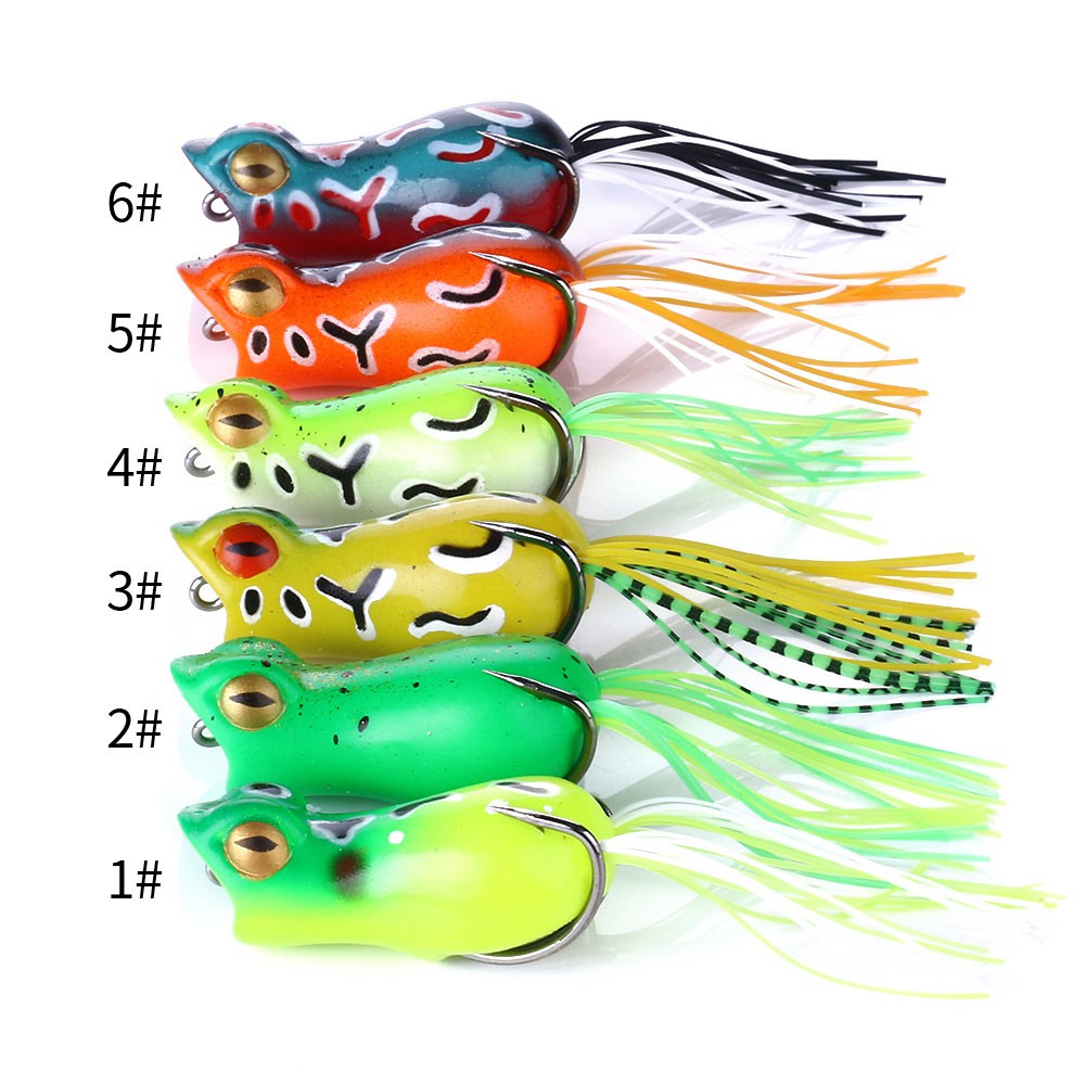 HENGJIA 6Pcs 5cm/12g Umpan Pancing Soft Frog Lure Ikan Bass Silicone Bait Topwater katak Bait Alat Pancing Tackle