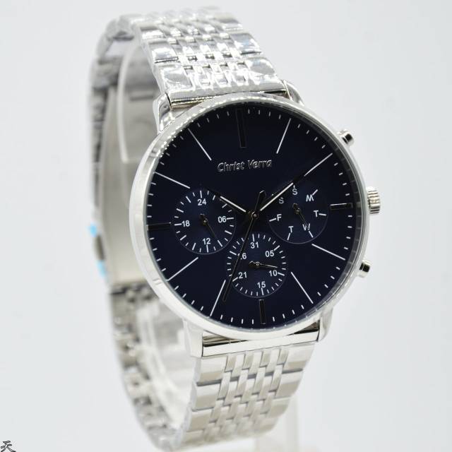 Jam Tangan Pria Christ Verra 28388G Silver Rantai Original Murah