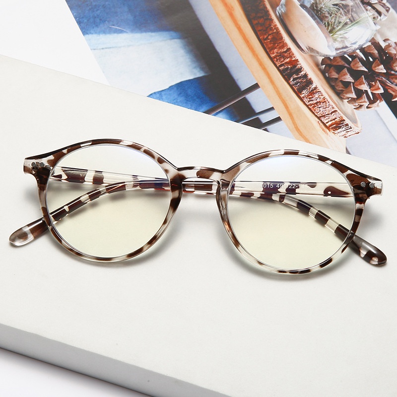 Kacamata Anti Radiasi Korean Leopard Wanita Bingkai Bulat Motif Print Leopard Fashion Glasses ANTOP