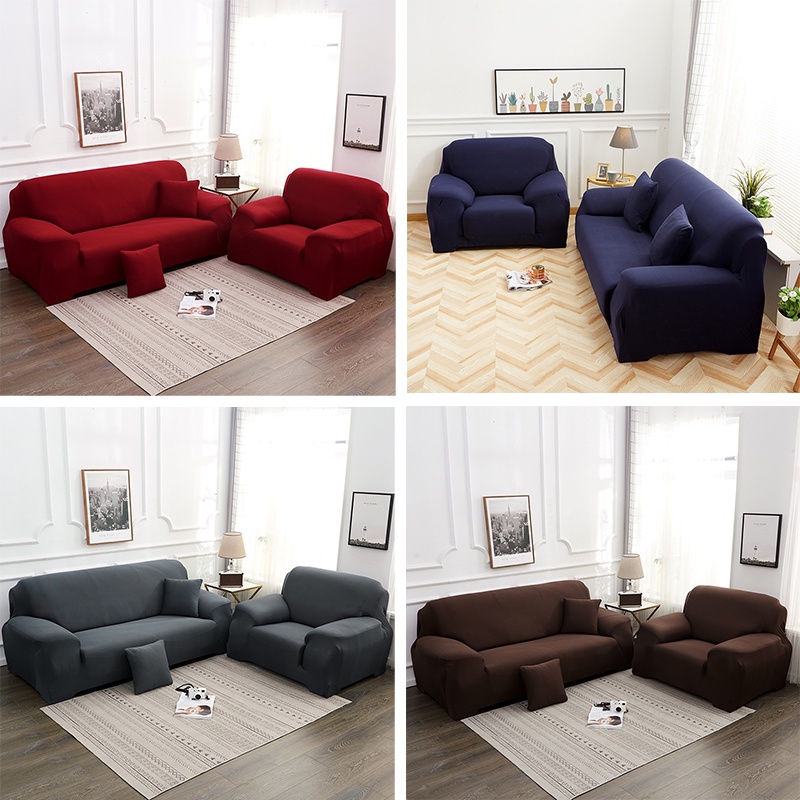 Cover Sofa Sarung Sofa Elastic Elastis Anti Selip Pattern Polos Seater 1/2/3/4 Seater rbantal sofa Cushion Protector Covers