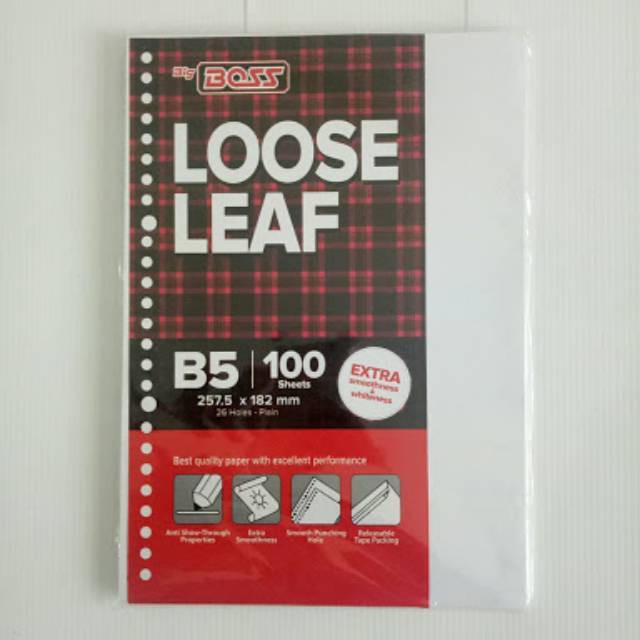 

Loose Leaf B5 – 100 Lembar Big Boss Polos/ Isi Binder