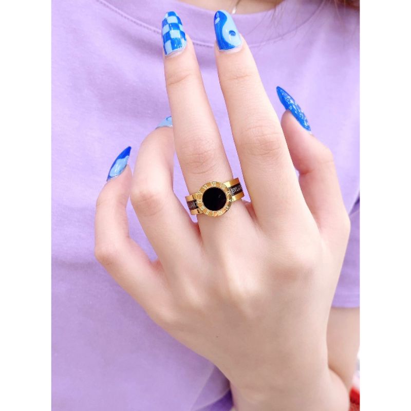 Cincin Titanium Asli Branded band Motif Bvl Anti karat anti alergi Premium Quality Anti karat Ring Stainless steel Ct004