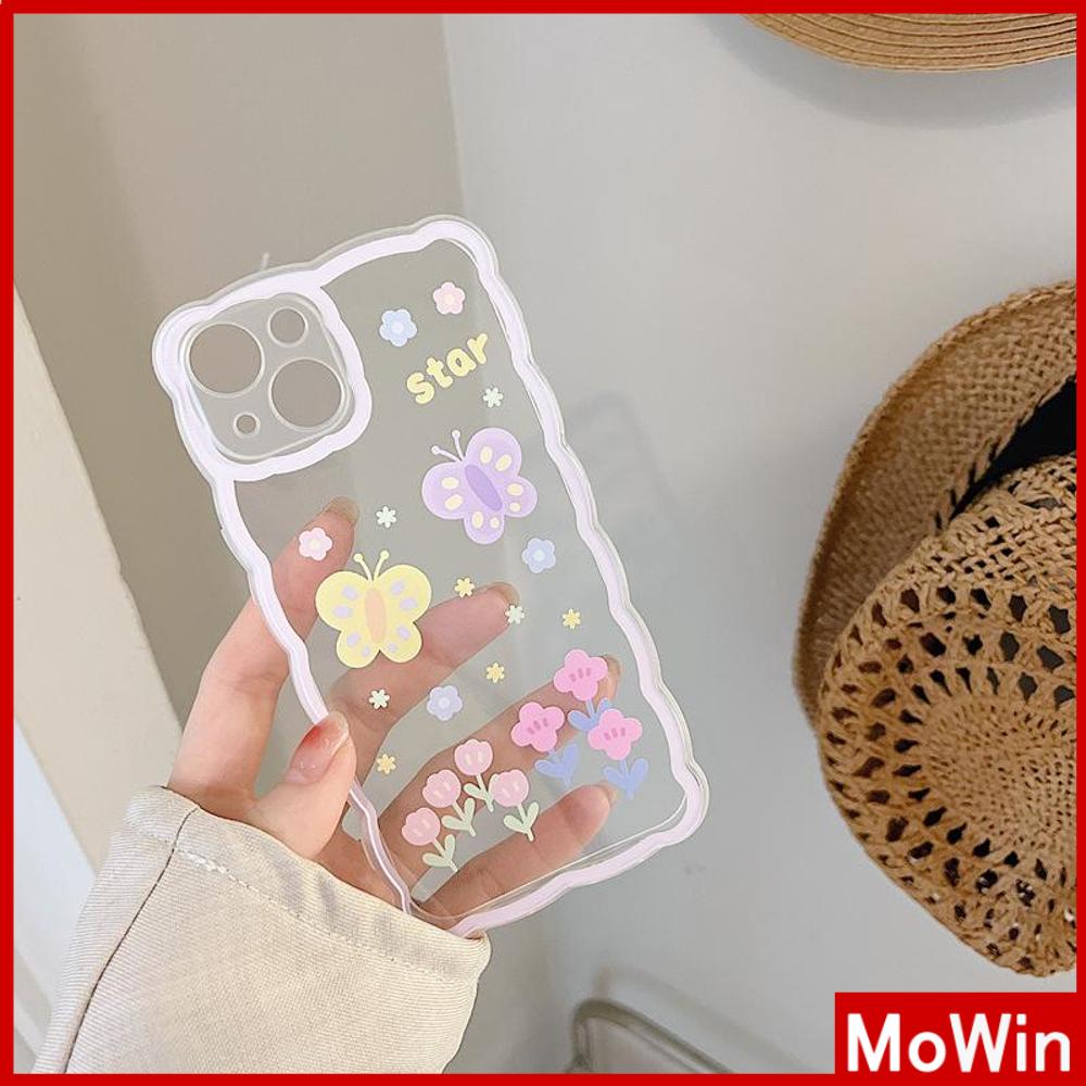 iPhone Case Silicone Soft Case Clear Case Wave Non-Slip Shockproof Camera Full Coverage Protection Butterfly Flower For iPhone 13 Pro Max iPhone 12 Pro Max iPhone 11 iPhone 7 Plus