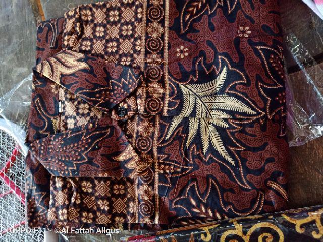 Distro Batik Hrb026 Kenongo Kemeja Tosca Pende Pekalongan Padi M L Xl Sogan Tulis Halus Kemeja Batik