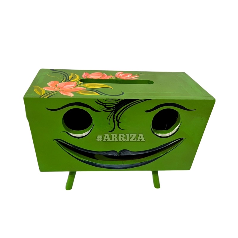 TEMPAT TISU / KOTAK TISSU / TISSUE BOX KAYU JATI MODEL SMILE SPONGEBOOB WARNA