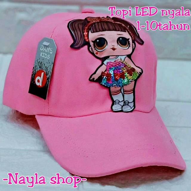 TOPI LED LOL PRINCESS / TOPI ANAK PEREMPUAN / TOPI LED ANAK / TOPI