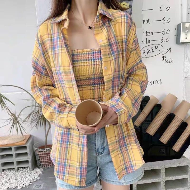 BEFAST - ZEC OOTD Setelan YOUYA / Set Canberra / Setelan Wanita Terbaru / Set Daleman Tanktop+Luaran Kemeja / Set OOTD Ala Wanita Korean