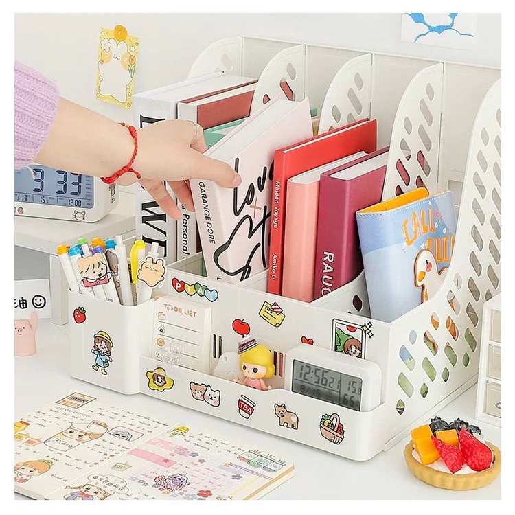 [littlecrab] Rak Buku Sekat Rak Penyimpanan Barang Pena Desk Organizer Rak Aesthetic Rak Ins Minimalis Meja Belajar Stationary Kit Berkualitas Korean Style Laci Rak Buku Lucu Unik[randomstuff] Rak Buku Sekat Rak Penyimpanan Barang Pena Desk Organizer Rak