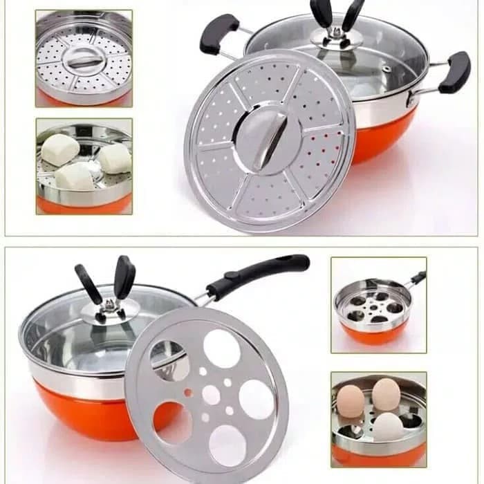 KSMART BUTTERFLY panci set steamer 6pc serbaguna 5129 /panci kukus