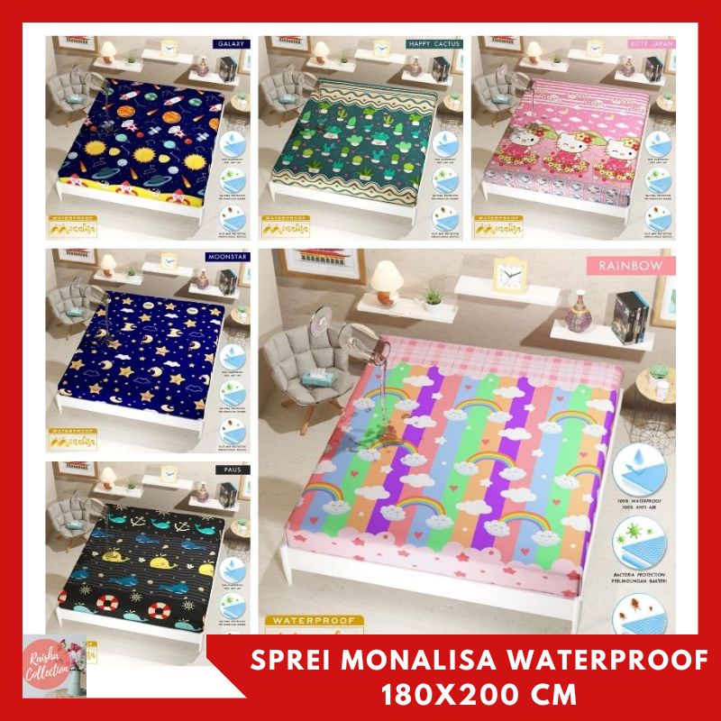 RC Sprei Waterproof Monalisa King T.20 Uk. 180x200 cm Tanpa sarban+sargul