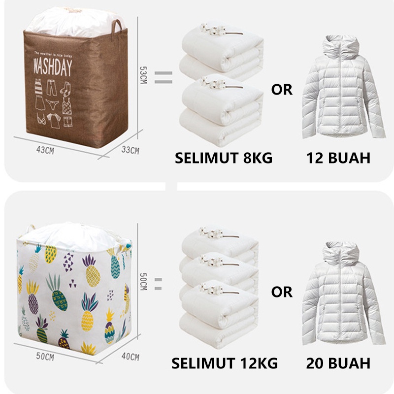 Storage Bag  Jumbo 100 Liter  Mainan Anak Baju Tempat Pakaian Keranjang  Penutup Serut Bag