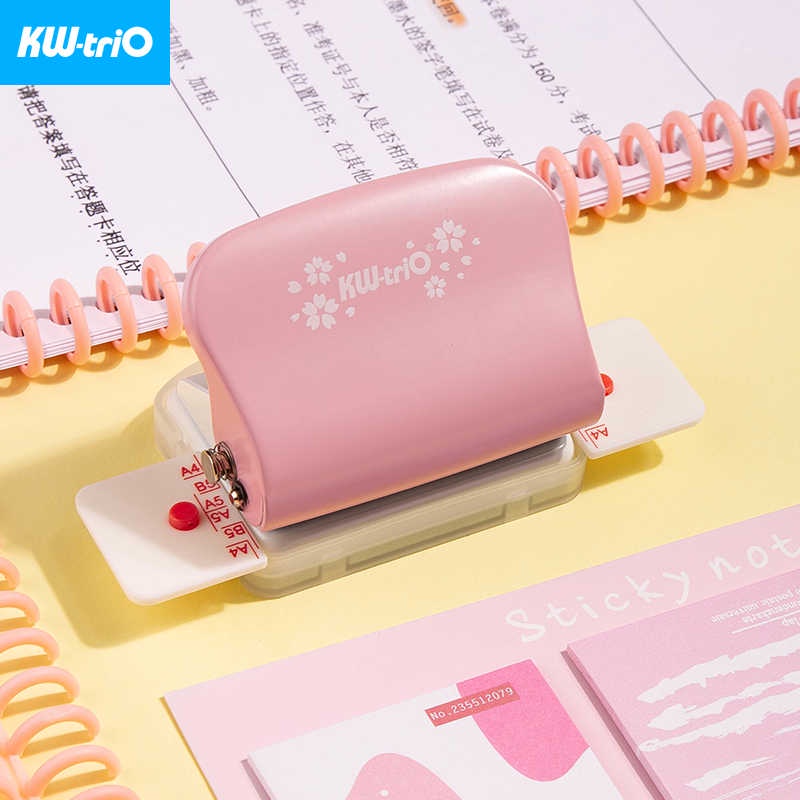 Kw-Trio PINK / UNGU 99H9 Buku Catatan 6 Lubang Pelubang Bulat Mesin Pelubang Standar A4 A5 B5