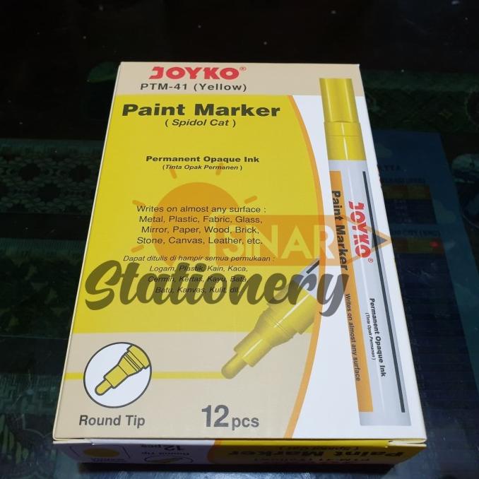 

\\\\\] Spidol paint marker yellow ptm41 joyko 1pak isi 12pc