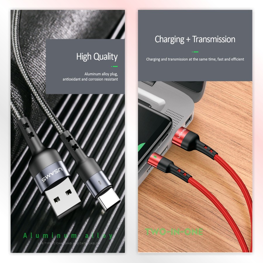 Kabel Data Type C Fast Charging LED Indikator USAMS U26