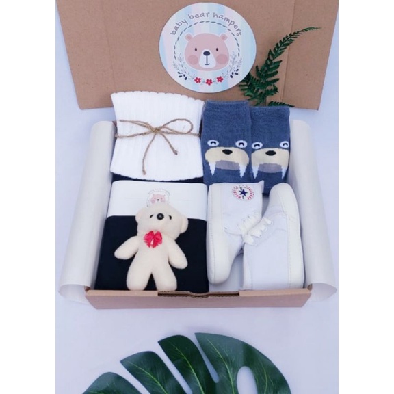 BB1 -  Hampers Bayi / Baby Hampers / Newborn Baby Gift Set / Baby Gift / Kado Bayi / Kado Lahiran / Kado Anak lahir / kado anak / hadiah kelahiran-Cozy bear white