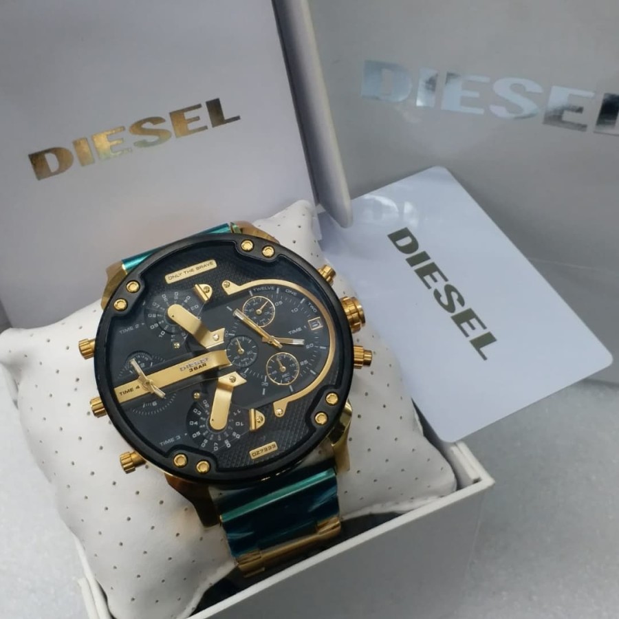 Cash Back Jam Tangan Pria Diesel Dz7333 Gold Dial Black Full set box original Garansi 1 th