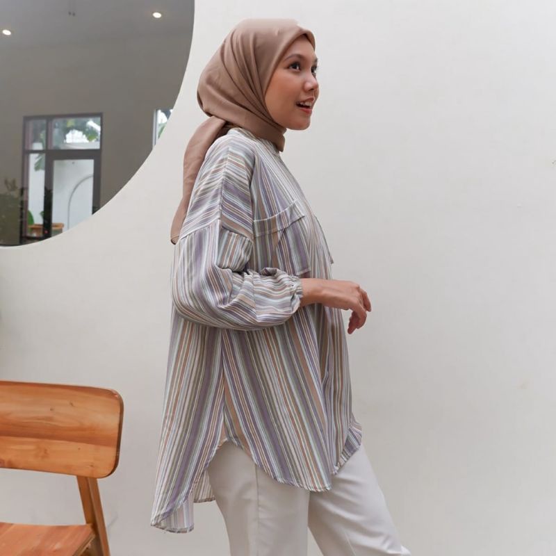 SIERRA STRIPE TUNIK BLOUSE OVERSIZE
