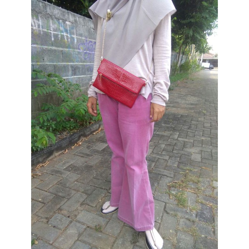 Tas New rantai Croco Glossy