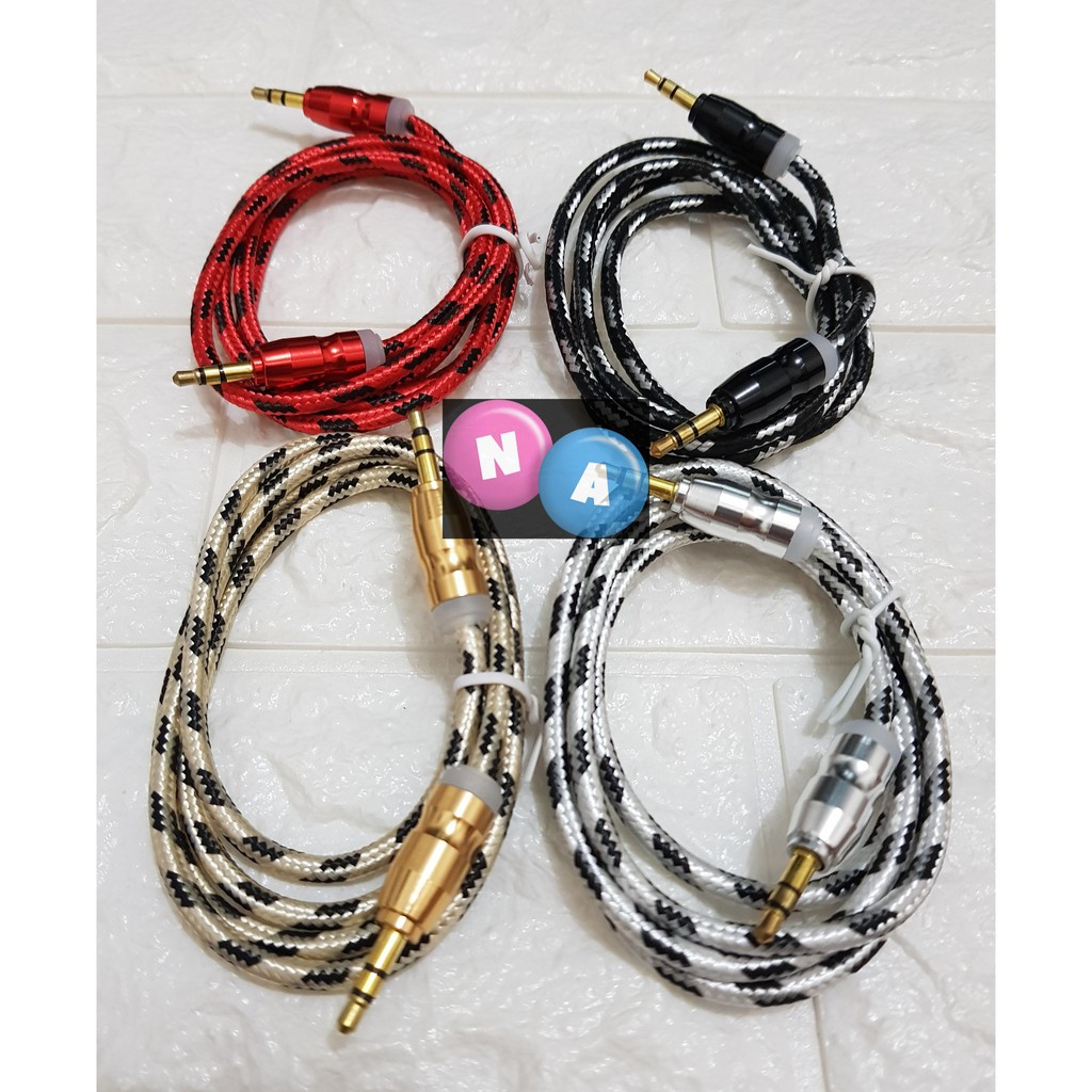 Kabel Aux 3.5mm Model Tali Sepatu 1 meter - Audio Cable Aux AC3