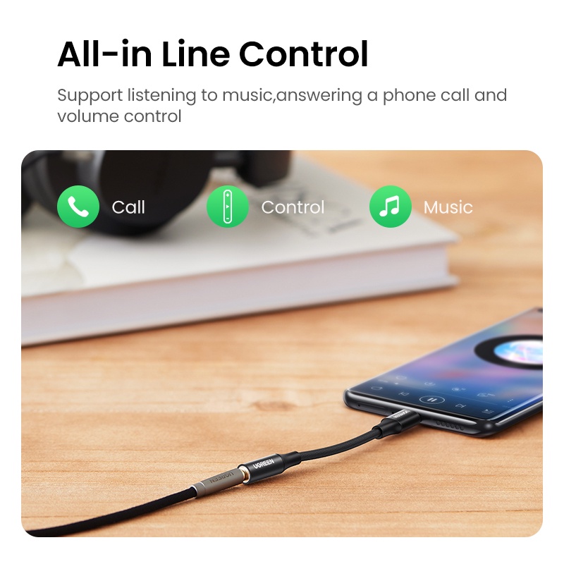 【Stok Produk di Indonesia】Ugreen Kabel Adapter USB Tipe-C Ke Jack Earphone 3.5mm Untuk mate 20 P30 pro Xiaomi Mi 6 8