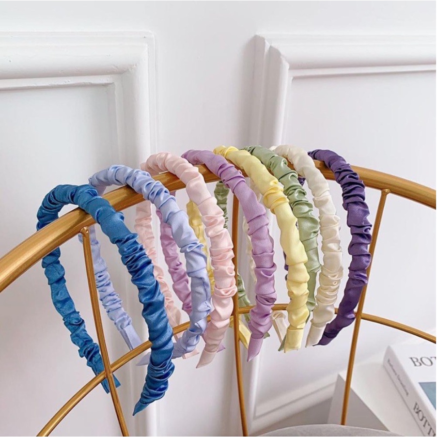 BANDO korea kerut scrunchie headband warna pastel TAKASIMURA STORE