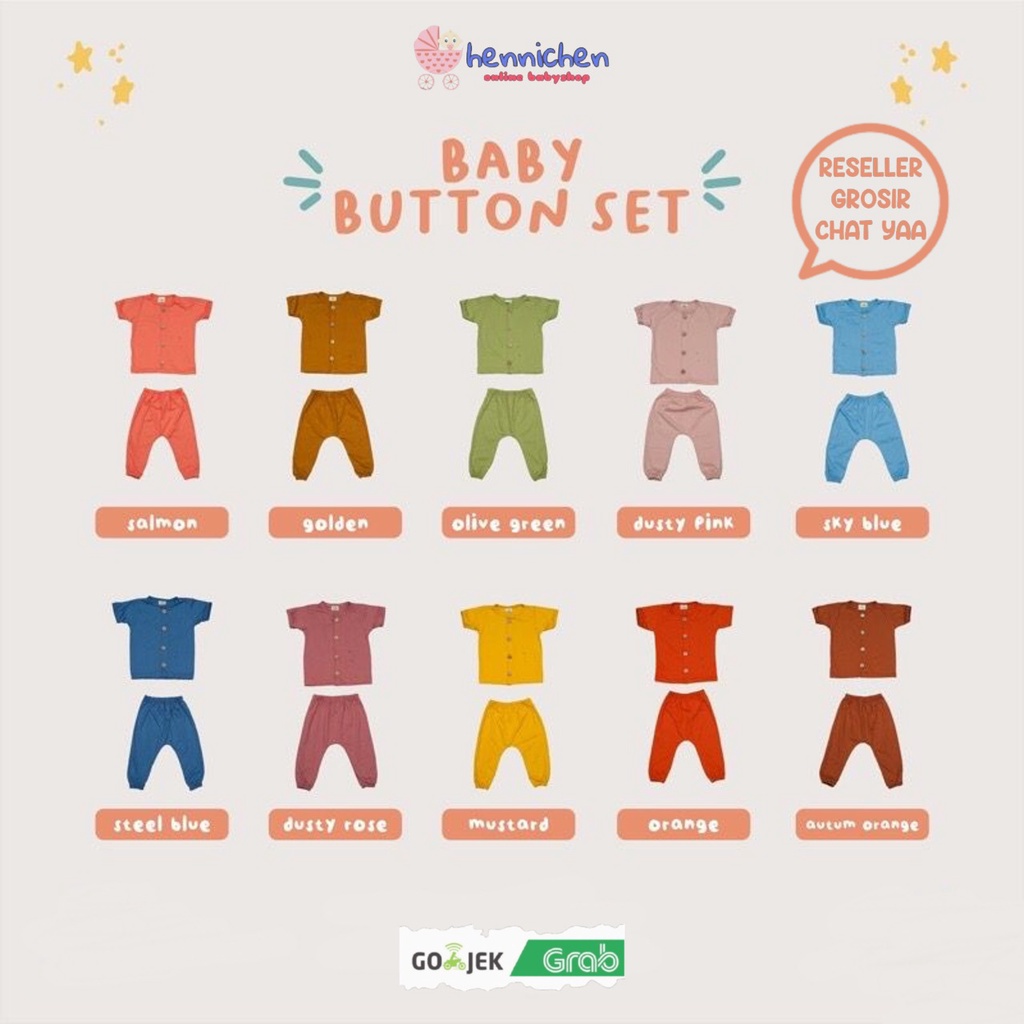 LITTLEDYRA BABY BUTTON SET SETELAN ANAK BAYI PIYAMA ANAK BAYI 6 BULAN - 5 TAHUN