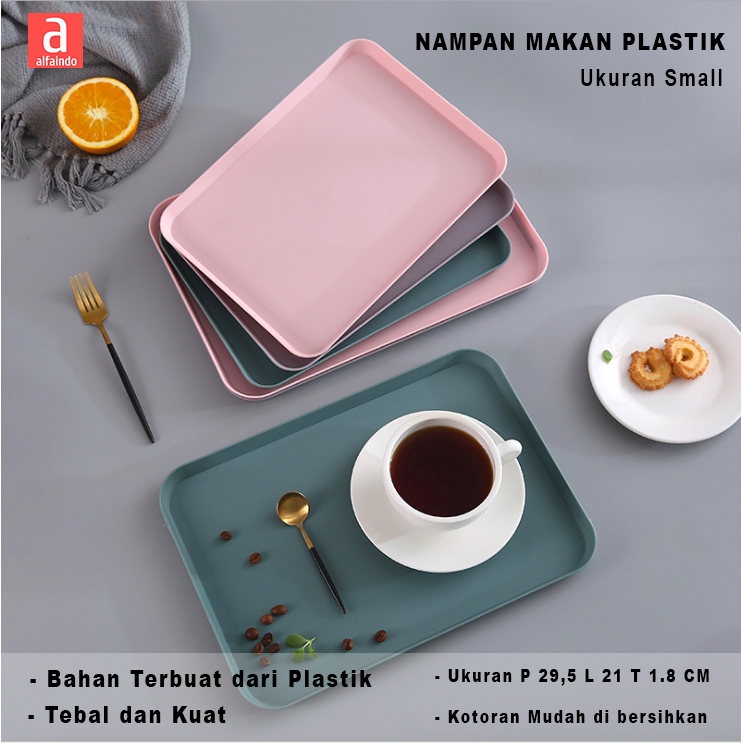 Alfaindo Nampan Makan Plastik Motif Polos Ukuran P 29,5 L 21 T 1.8 CM - KU021S